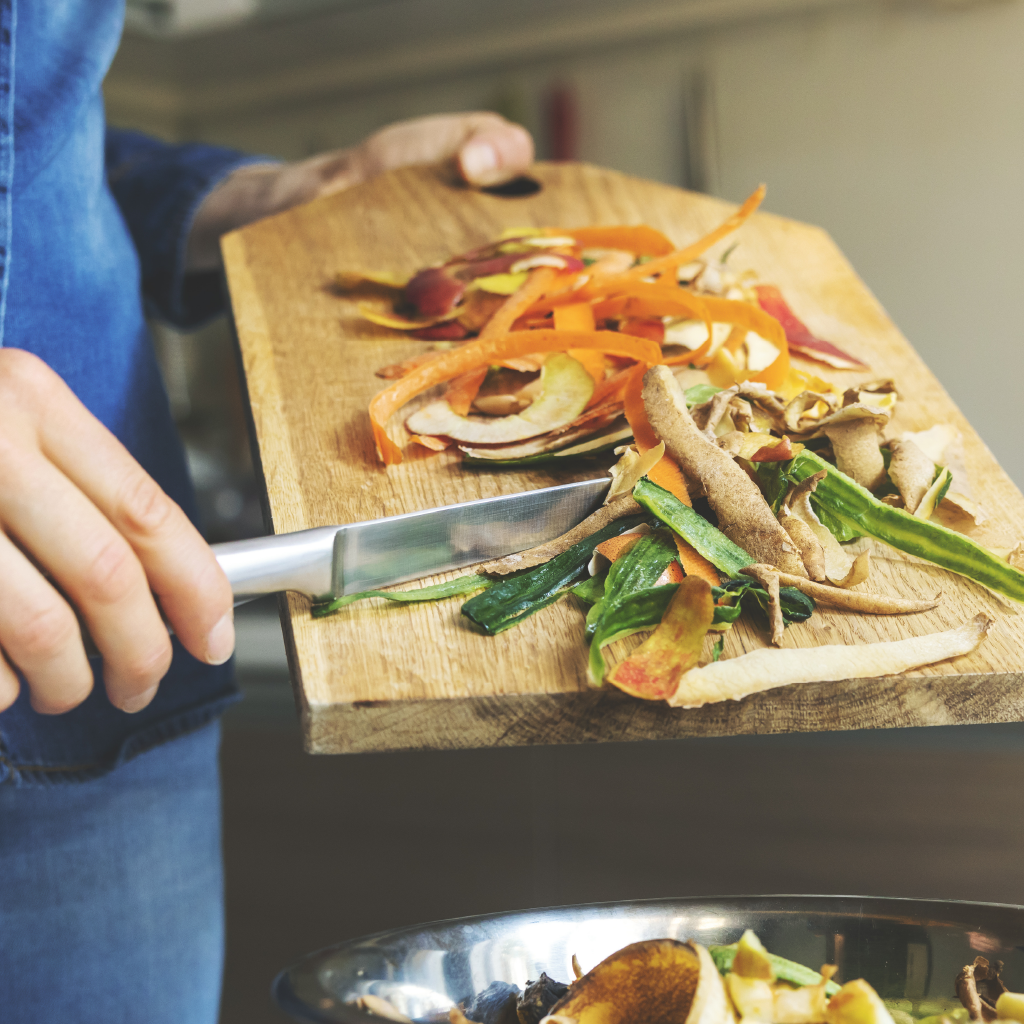 Kitchen food waste being recyled by a biodigester